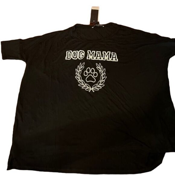 Dog Mama Womens Black Graphic Tee relaxed fit dog lovers comfort and style OS - Picture 2 of 10